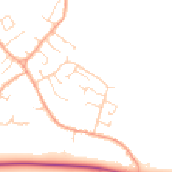 Daytime road noise heatmap for CB25 9BL
