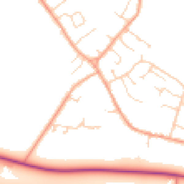 Daytime road noise heatmap for CB25 9EE