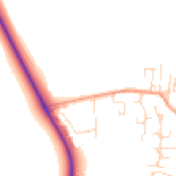 Daytime road noise heatmap for CB25 9GL