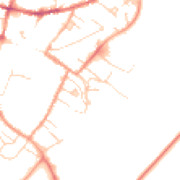 Daytime road noise heatmap for CB7 4AU