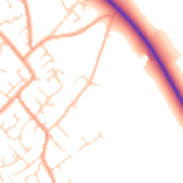 Daytime road noise heatmap for CB7 5JS