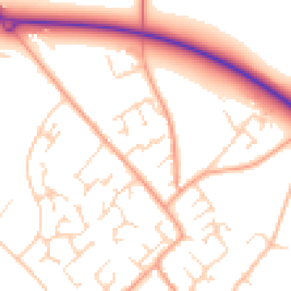 Daytime road noise heatmap for CB7 5ZE