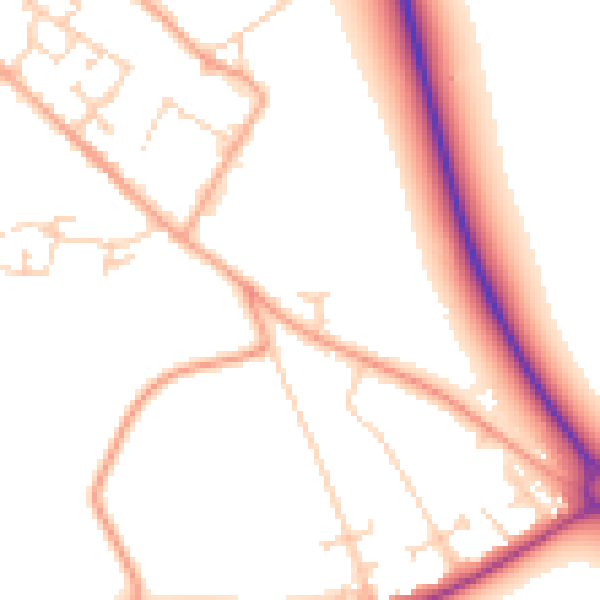 Daytime road noise heatmap for CB7 6AS