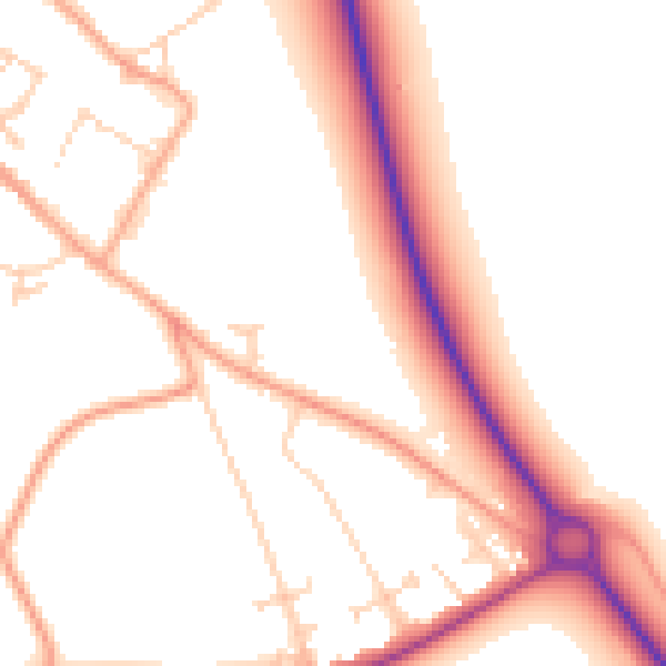 Daytime road noise heatmap for CB7 6AT