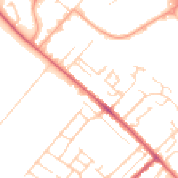 Daytime road noise heatmap for CB8 0AN