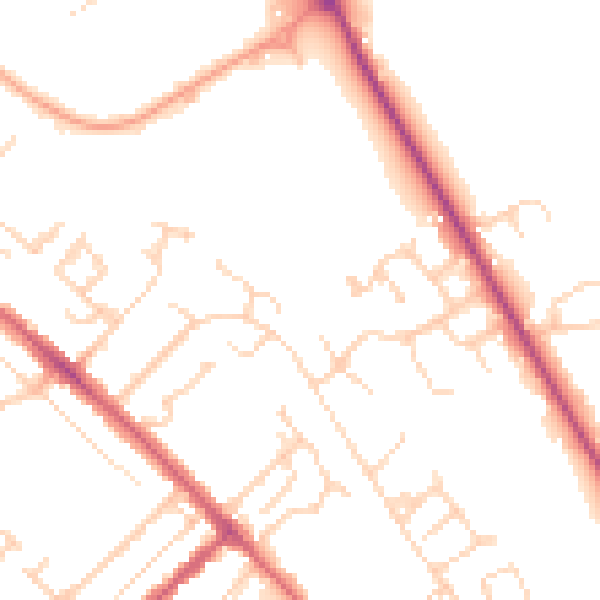 Daytime road noise heatmap for CB8 0BL