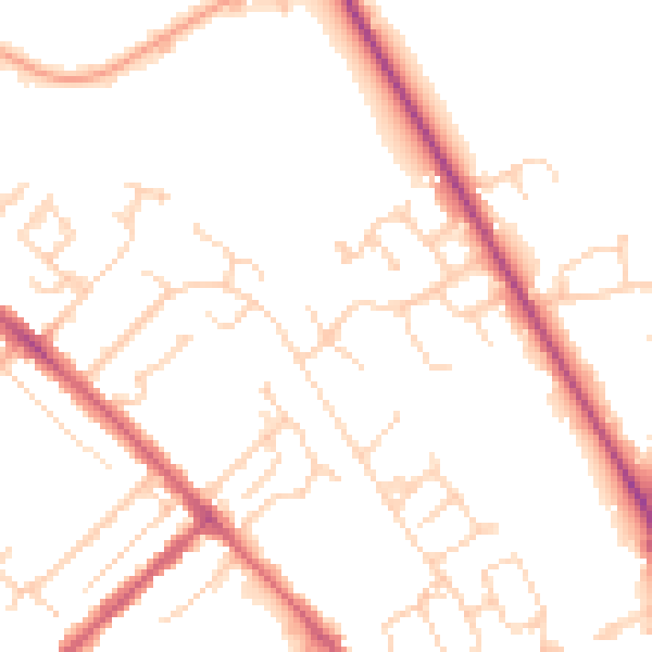 Daytime road noise heatmap for CB8 0DS