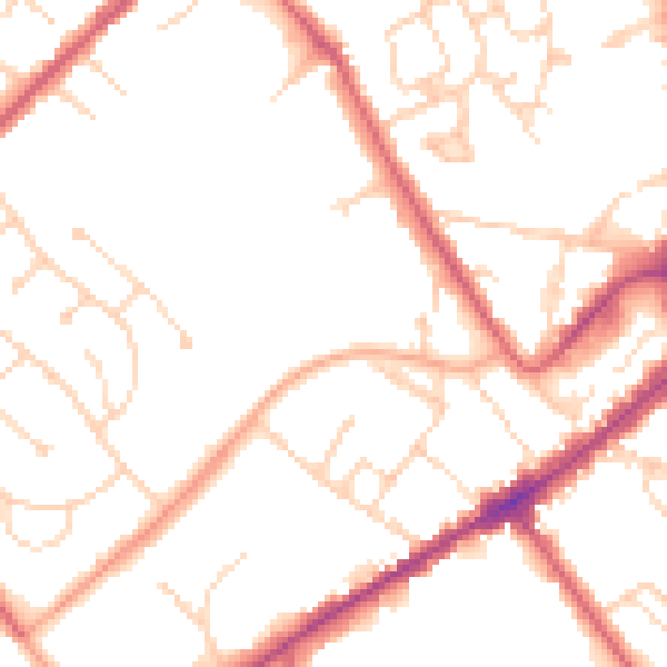 Daytime road noise heatmap for CB8 0JA