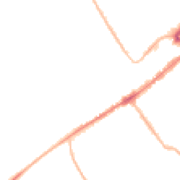 Night-time road noise heatmap for CB8 0LD