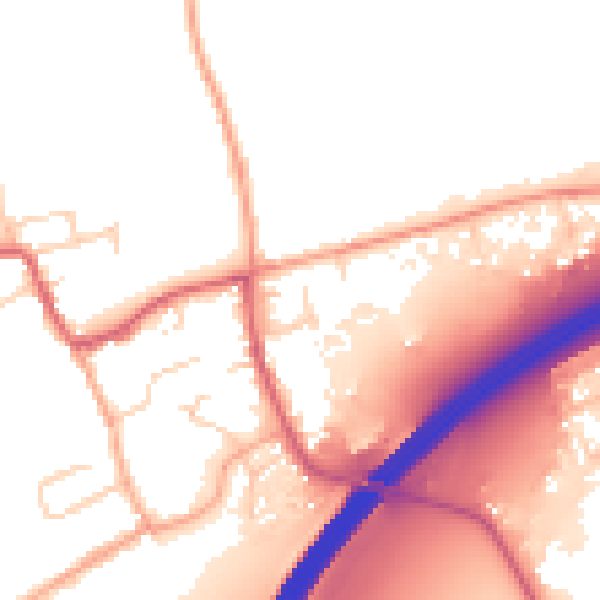 Daytime road noise heatmap for CB8 7EL