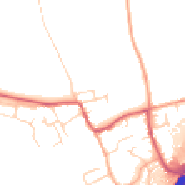 Daytime road noise heatmap for CB8 7JP