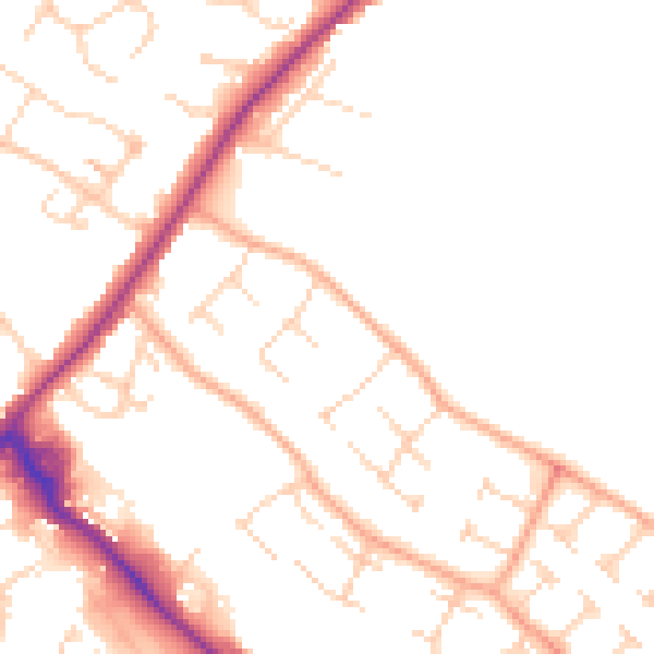 Daytime road noise heatmap for CB9 0AQ