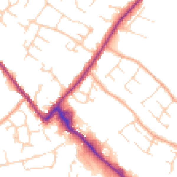 Daytime road noise heatmap for CB9 0BN
