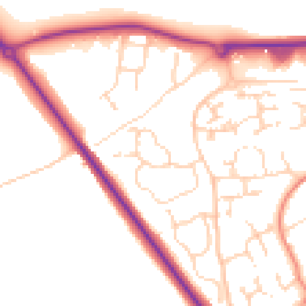 Daytime road noise heatmap for CB9 7FN