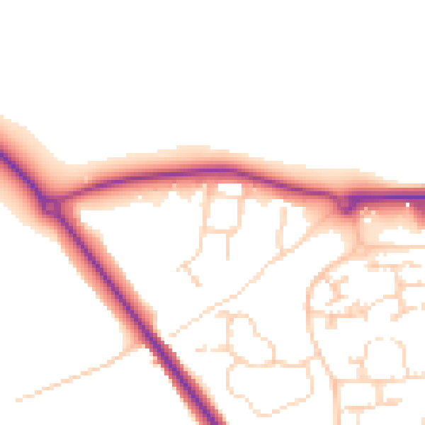 Daytime road noise heatmap for CB9 7SS