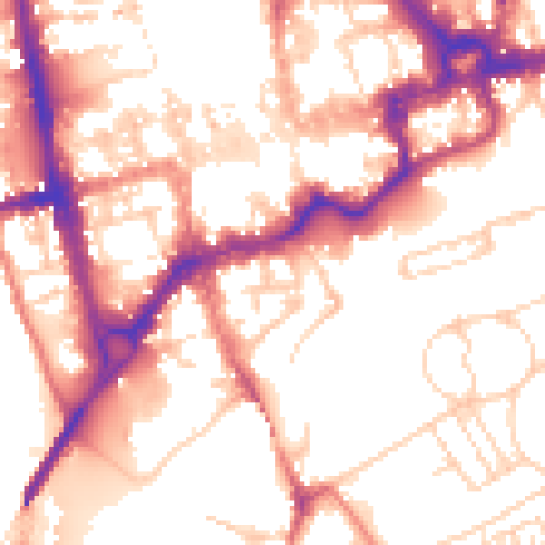 Daytime road noise heatmap for CH1 1AF