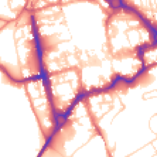 Daytime road noise heatmap for CH1 1NQ