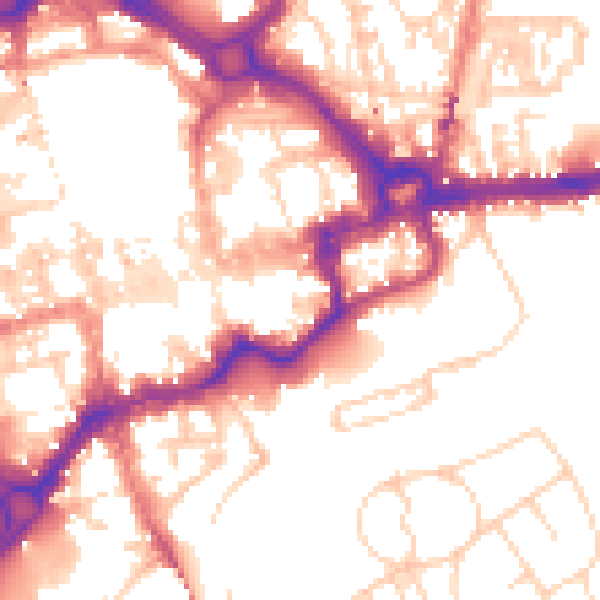 Daytime road noise heatmap for CH1 1QZ
