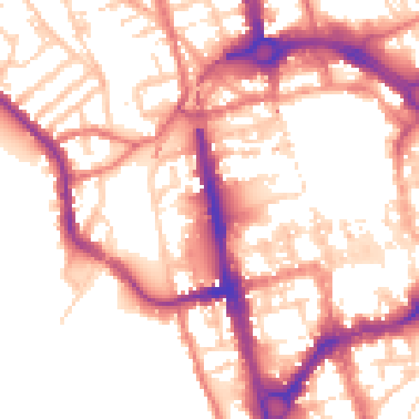Daytime road noise heatmap for CH1 2NR