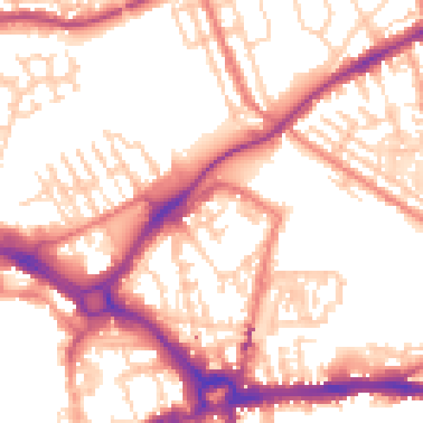 Daytime road noise heatmap for CH1 3DD