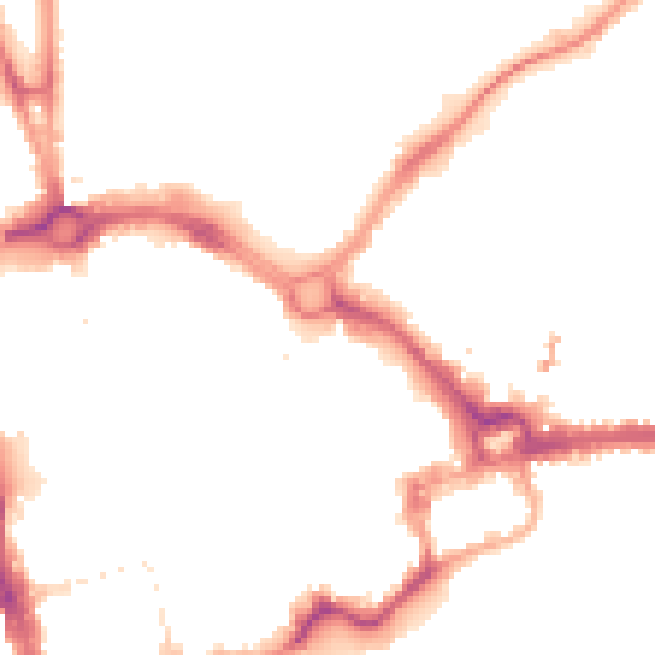 Night-time road noise heatmap for CH1 3DY