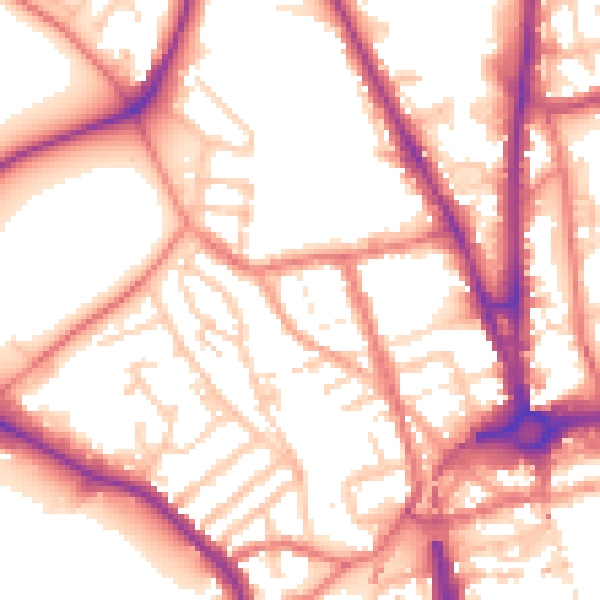Daytime road noise heatmap for CH1 4HL