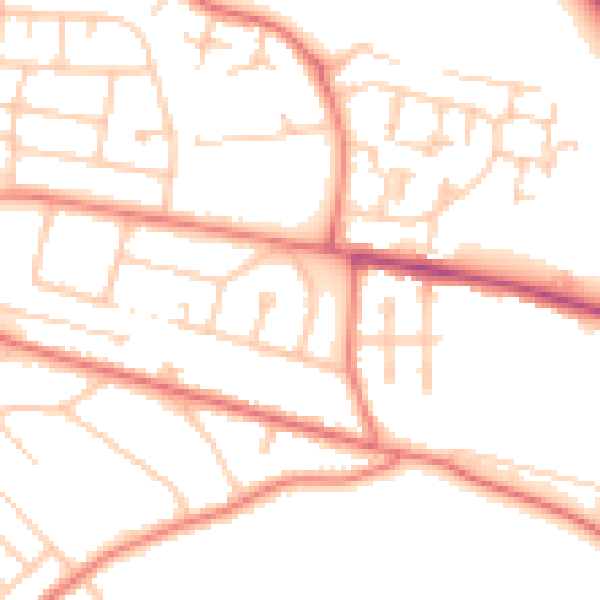 Daytime road noise heatmap for CH1 5BW