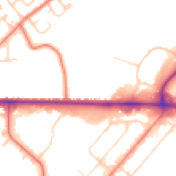 Daytime road noise heatmap for CH1 5FE