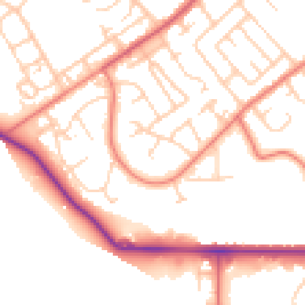 Daytime road noise heatmap for CH1 5QL