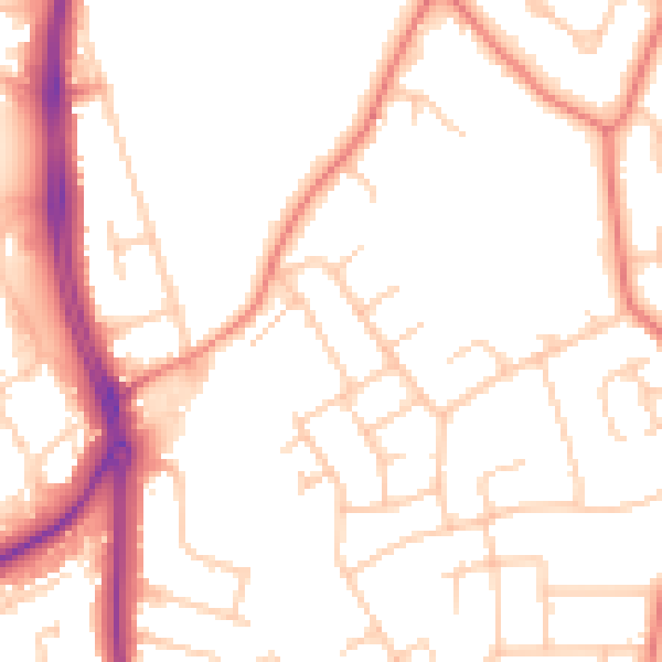 Daytime road noise heatmap for CH2 2JE