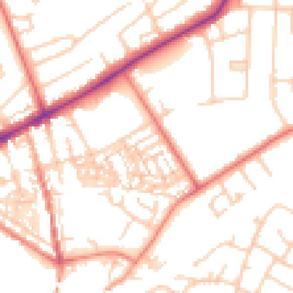 Daytime road noise heatmap for CH2 3HJ