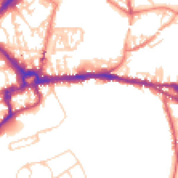 Daytime road noise heatmap for CH3 5AU