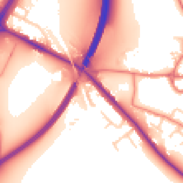 Daytime road noise heatmap for CH3 6AQ