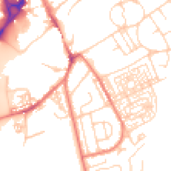 Daytime road noise heatmap for CH4 7AB