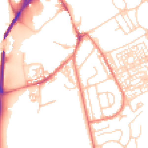Daytime road noise heatmap for CH4 7EN