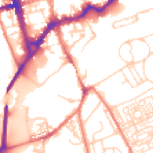 Daytime road noise heatmap for CH4 7JB