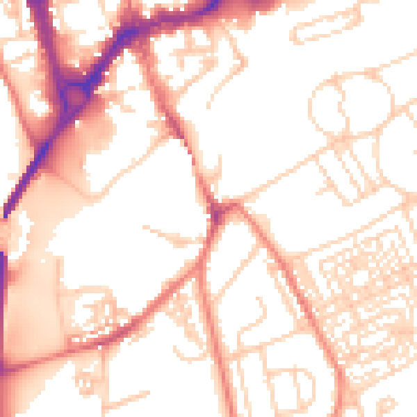 Daytime road noise heatmap for CH4 7JE