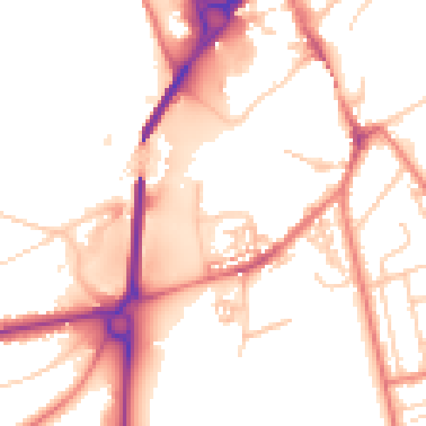 Daytime road noise heatmap for CH4 7JR