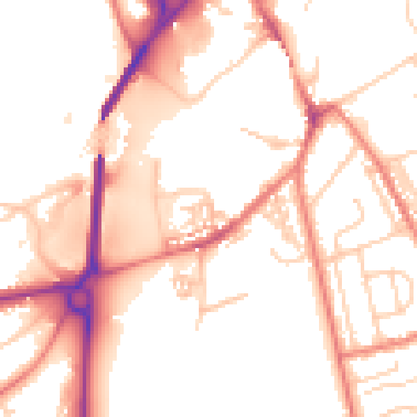 Daytime road noise heatmap for CH4 7JU