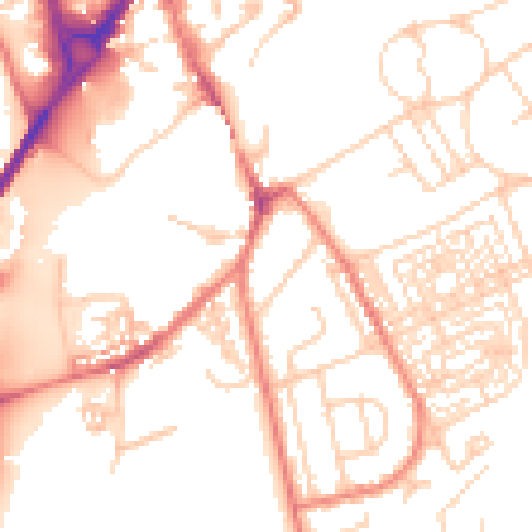 Daytime road noise heatmap for CH4 7JW