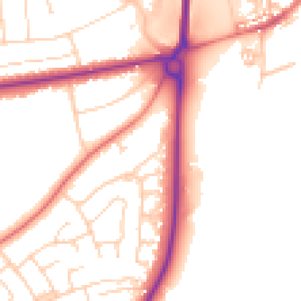Daytime road noise heatmap for CH4 7RJ