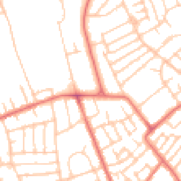Daytime road noise heatmap for CH45 0JB