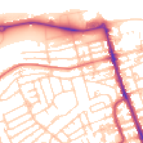 Daytime road noise heatmap for CH45 0JY