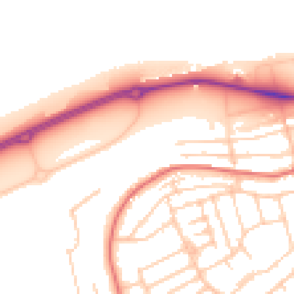 Daytime road noise heatmap for CH45 2NJ