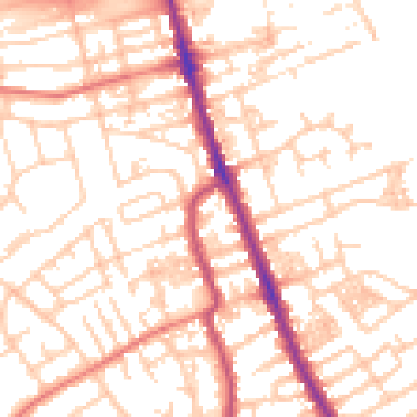 Daytime road noise heatmap for CH45 5AW