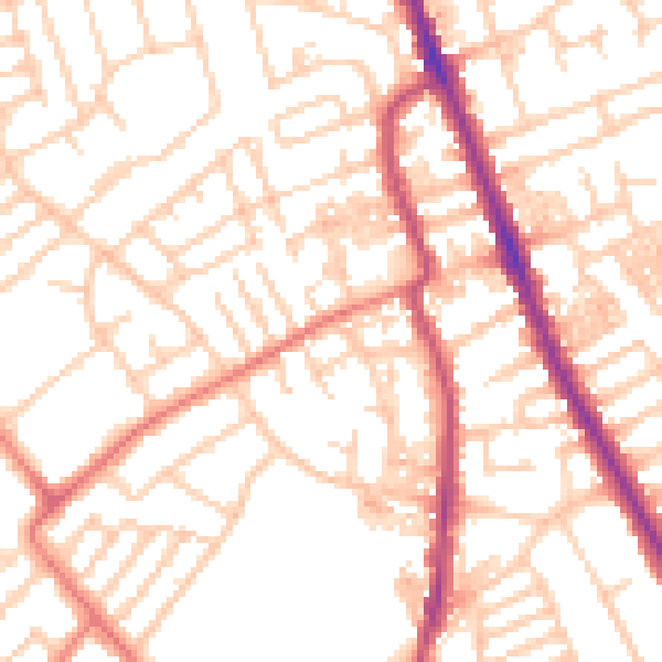 Daytime road noise heatmap for CH45 5EN