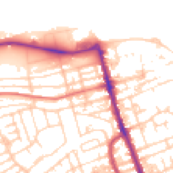 Daytime road noise heatmap for CH45 9LD