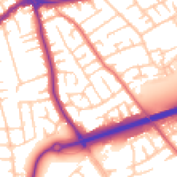 Daytime road noise heatmap for CH46 0PU