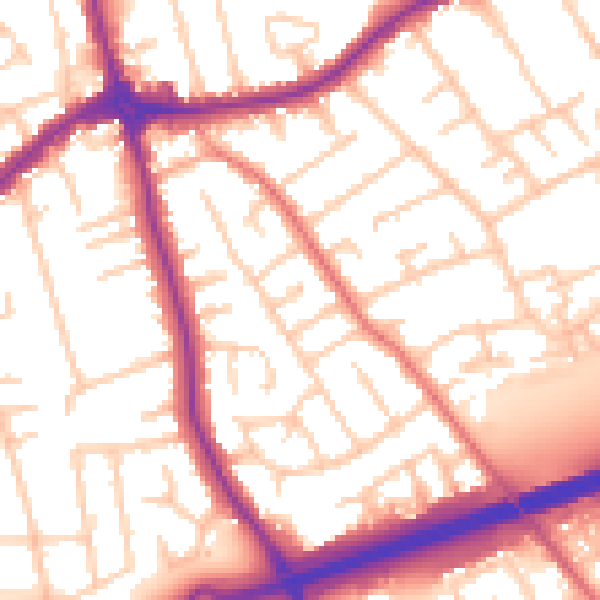 Daytime road noise heatmap for CH46 0QB