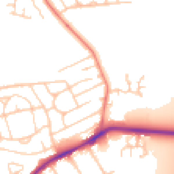 Daytime road noise heatmap for CH46 1QU